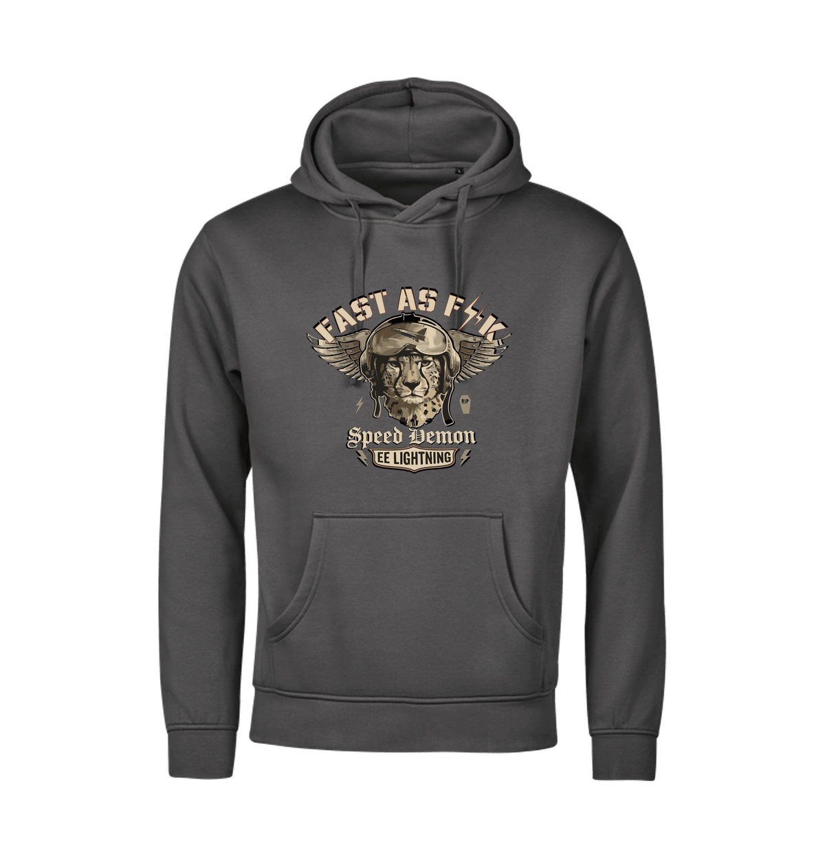 Dark Grey Printed Hoody Front