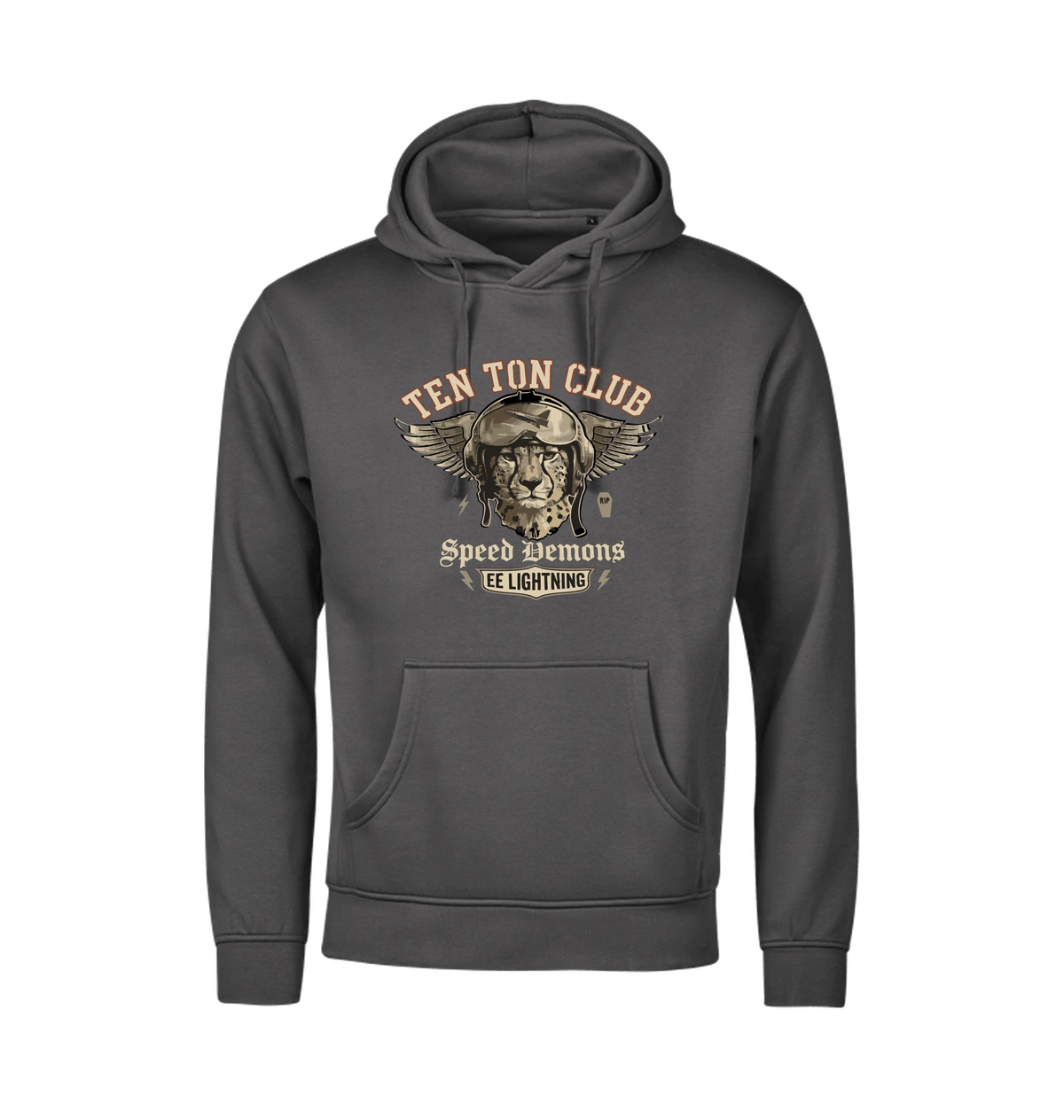 Dark Grey Printed Hoody Front
