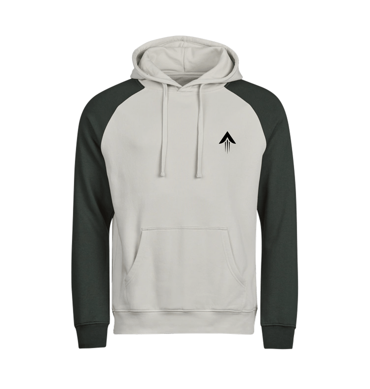 Cement/Dark Green Printed Hoody Front