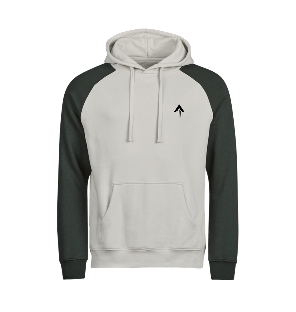 Cement/Dark Green Printed Hoody Front