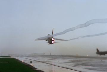 English Electric Lightning taking off in wet conditions photographed by Ian Black